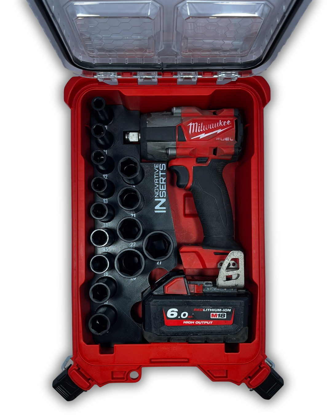 - M18 Mid-Torque Impact Wrench Packout™ Insert for Tool, Deep Impact Sockets & 5Ah Battery