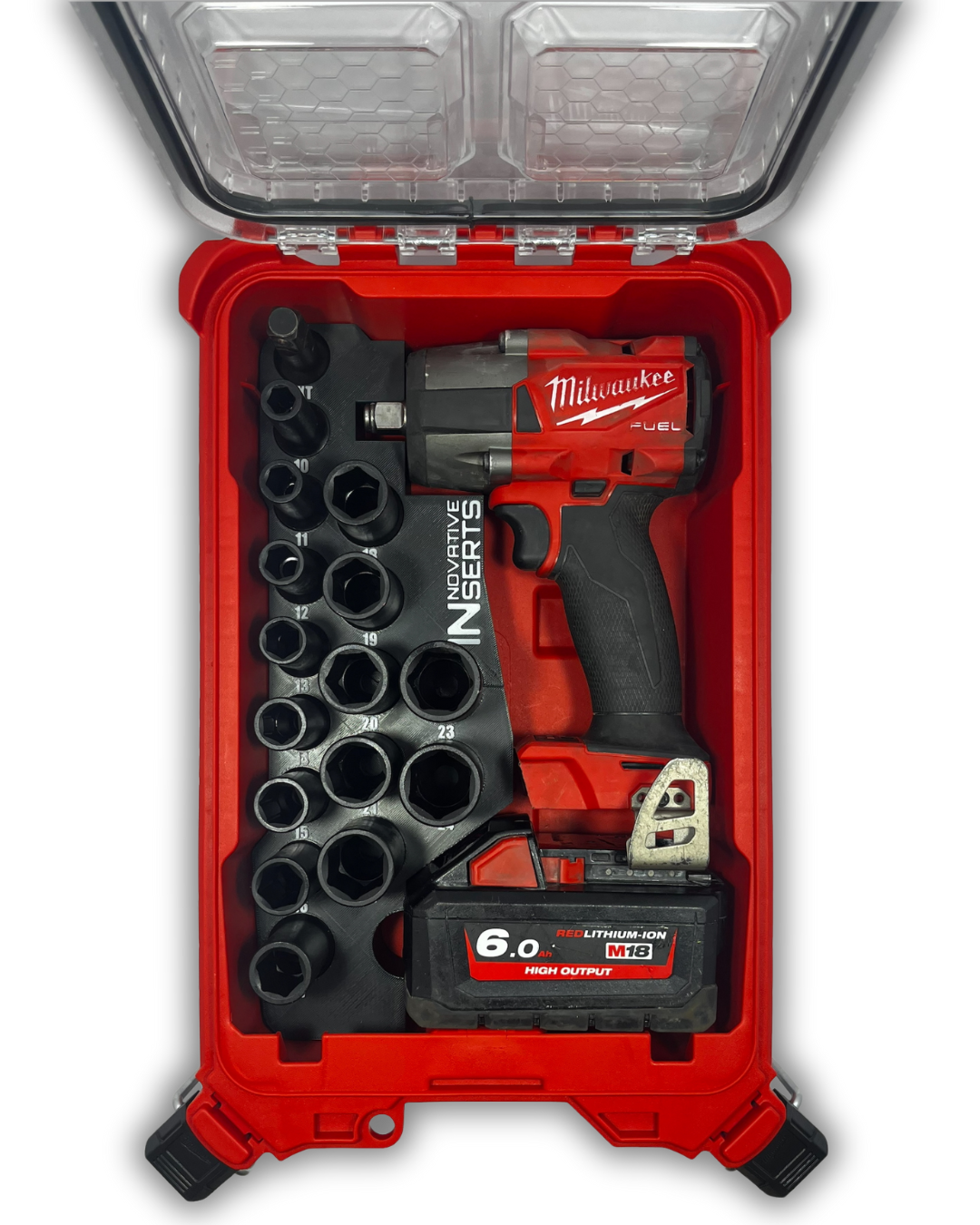 - M18 Mid-Torque Impact Wrench Packout™ Insert for Tool, Deep Impact Sockets & 5Ah Battery