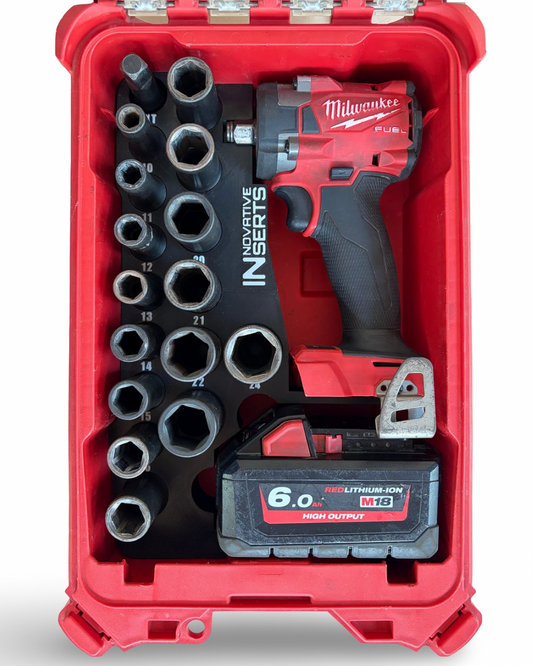 Insert for M18 Compact Impact Wrench, 16pc Sockets & 6Ah Battery - Fits PACKOUT™ Compact Organiser