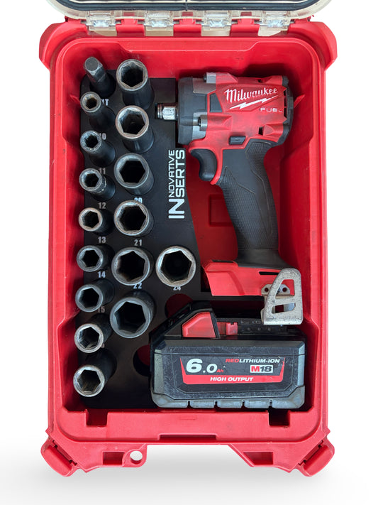 Insert for M18 Compact Impact Wrench, 16pc Sockets & 6Ah Battery - Fits PACKOUT™ Compact Organiser
